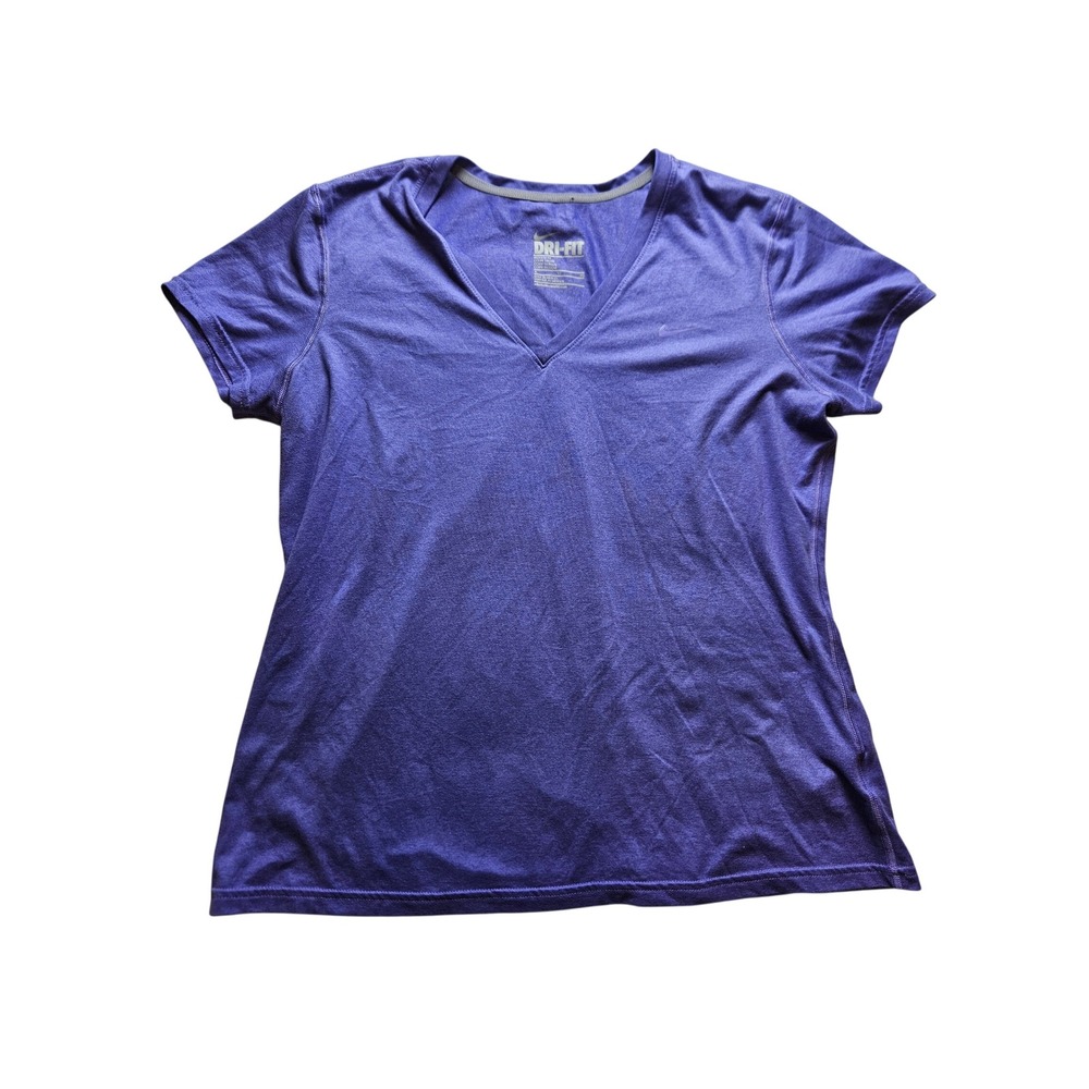Nike Dri-FIT Womens V-Neck Short Sleeve Training T-Shirt Purple XL 457355-553